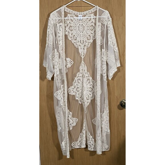 Women's S/M Boho Lace Duster Festival Beach Cover Up Hippie AngelCore Romantic - Picture 1 of 6